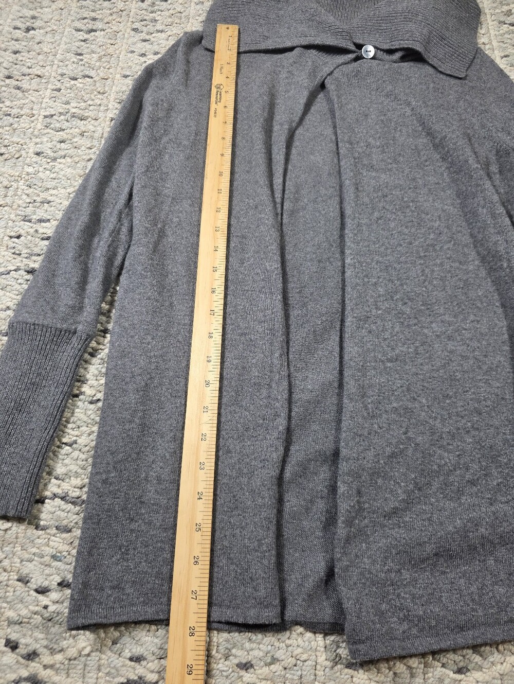 Nurture Cozy Gray Cashmere Blend Open Front Cardigan S Shawl Collar Quiet Luxury - Picture 4 of 9